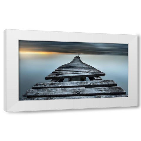 An Old Pier White Modern Wood Framed Art Print by Rebustini, Luca