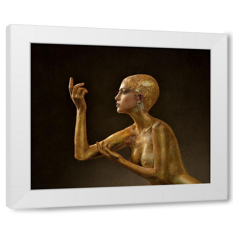 Golden Profile..!!! White Modern Wood Framed Art Print by Sanchez, Alfredo