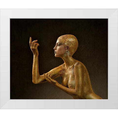 Golden Profile..!!! White Modern Wood Framed Art Print by Sanchez, Alfredo