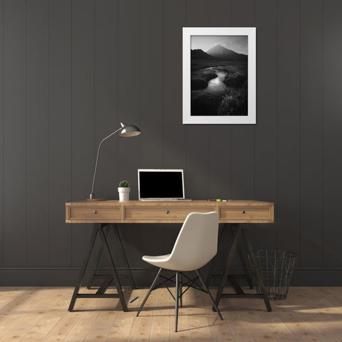 Leading To Mount Damavand White Modern Wood Framed Art Print by Behzad, Majid