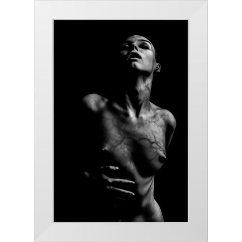 Boiling Veins White Modern Wood Framed Art Print by Valevicius, Aurimas