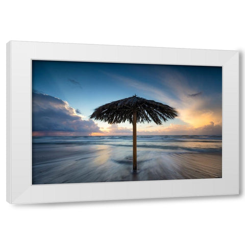 Natanya Beach White Modern Wood Framed Art Print by Yakubovitch, Azriel