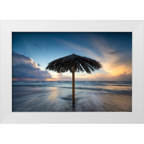 Natanya Beach White Modern Wood Framed Art Print by Yakubovitch, Azriel
