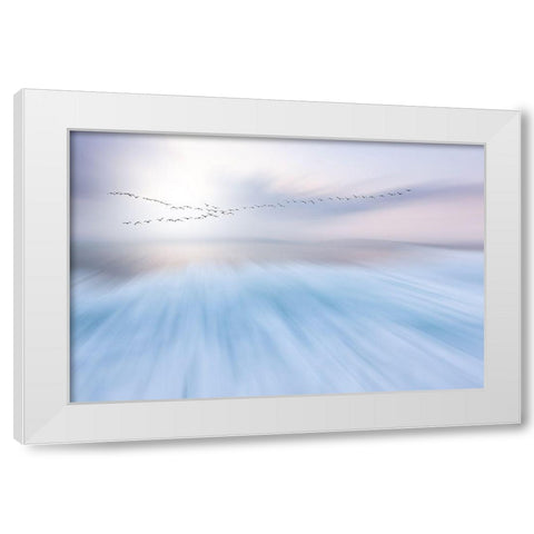 Fly Over White Modern Wood Framed Art Print by Hermann, Uschi