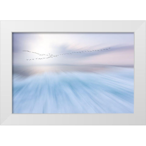 Fly Over White Modern Wood Framed Art Print by Hermann, Uschi