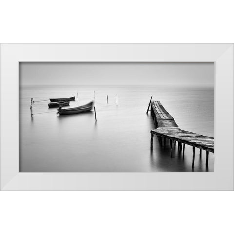 Old Fishermens Harbor White Modern Wood Framed Art Print by Rusu, Anghel