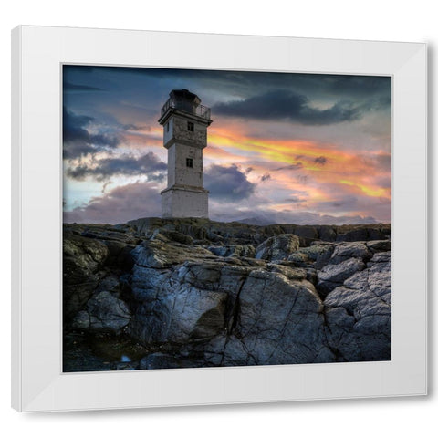 The Lighthouse White Modern Wood Framed Art Print by Keller