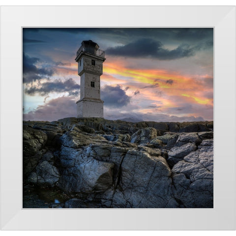 The Lighthouse White Modern Wood Framed Art Print by Keller