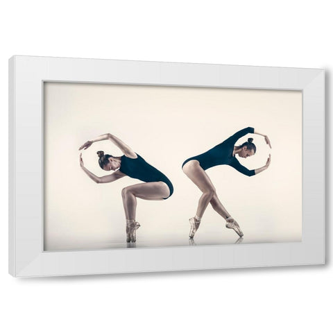 Ballet Dancers II White Modern Wood Framed Art Print by Minar, Patrik