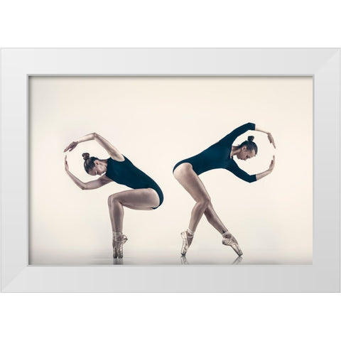 Ballet Dancers II White Modern Wood Framed Art Print by Minar, Patrik