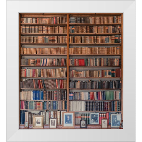 My Library White Modern Wood Framed Art Print by Miroslaw