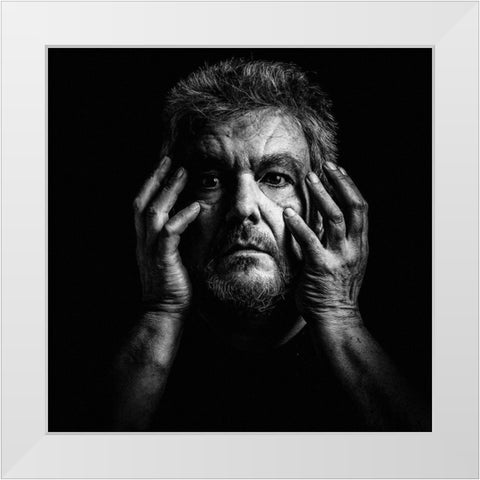 Fear And Grief Eat Life... White Modern Wood Framed Art Print by Eisele, Stefan