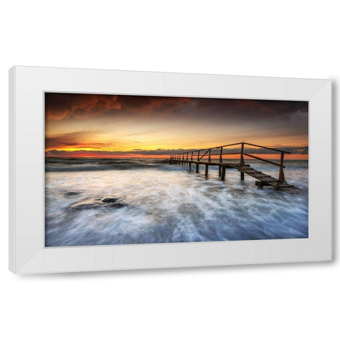 Pier White Modern Wood Framed Art Print by Keller