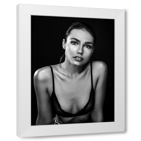 Project Faces [Romi] White Modern Wood Framed Art Print by Krystynek MQEP, Martin