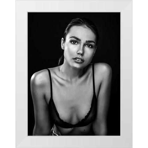 Project Faces [Romi] White Modern Wood Framed Art Print by Krystynek MQEP, Martin