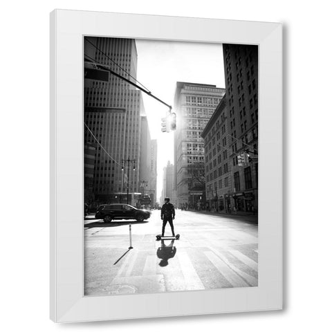 Manhattan White Modern Wood Framed Art Print by Froyda, Martin
