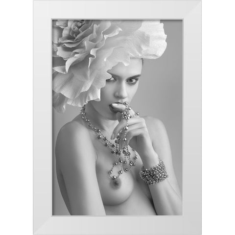 Flower White Modern Wood Framed Art Print by Valevicius, Aurimas