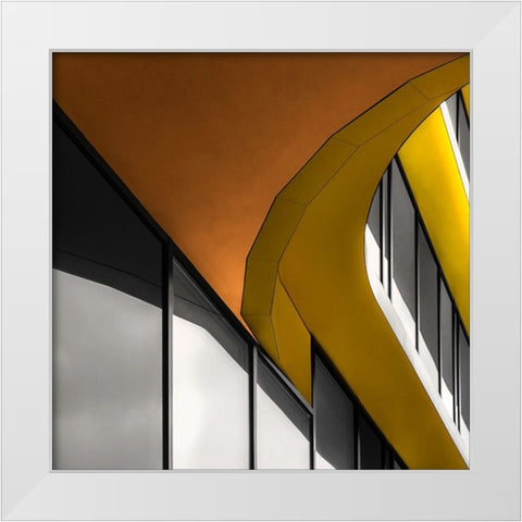 Two Shades Of Gold White Modern Wood Framed Art Print by Claes, Gilbert