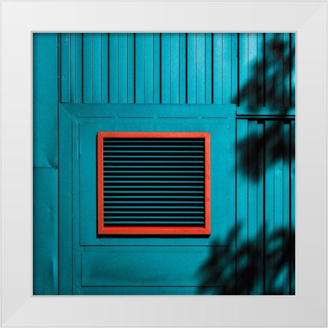 Shadows On A Wall White Modern Wood Framed Art Print by Schuster, Inge