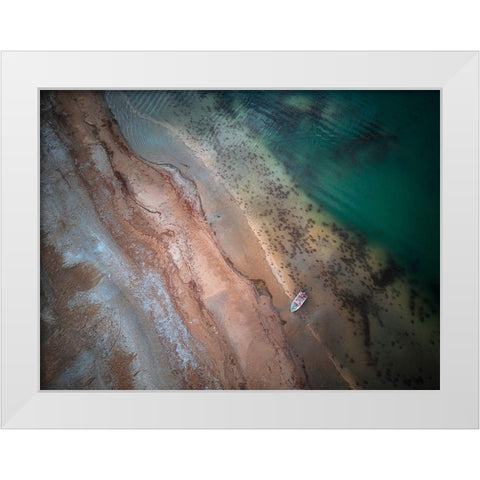 Boat White Modern Wood Framed Art Print by Abbasi, Ahmad