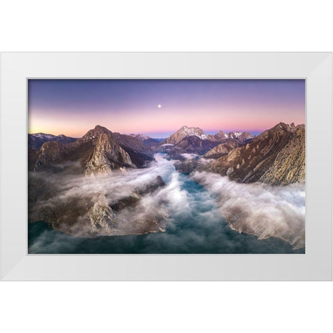 From The Earth To The Moon White Modern Wood Framed Art Print by I. Cuadrado, Juan