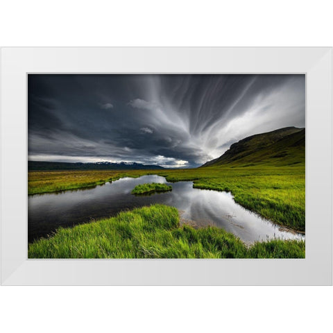 Stormy Iceland Lake White Modern Wood Framed Art Print by Pelissier, Marc
