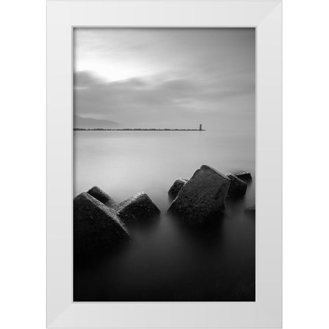 The Lighthouse White Modern Wood Framed Art Print by Landwind