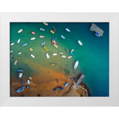 Port Of Chiclana White Modern Wood Framed Art Print by Manuel Martin, Jose