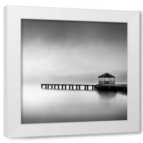 Whispering Lakes 019 White Modern Wood Framed Art Print by Digalakis, George