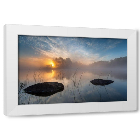 Morning Sun White Modern Wood Framed Art Print by Keller