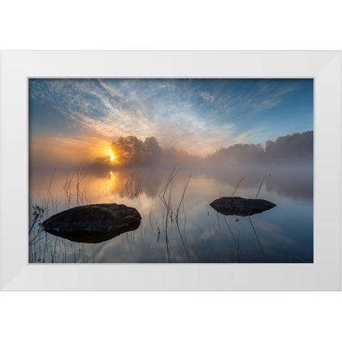 Morning Sun White Modern Wood Framed Art Print by Keller