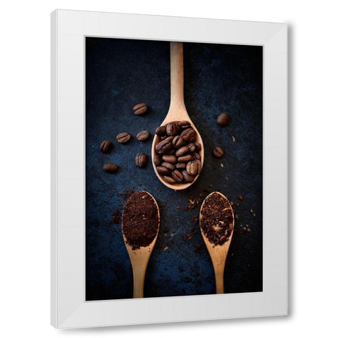 Coffee Beans White Modern Wood Framed Art Print by Ronaldnovianus