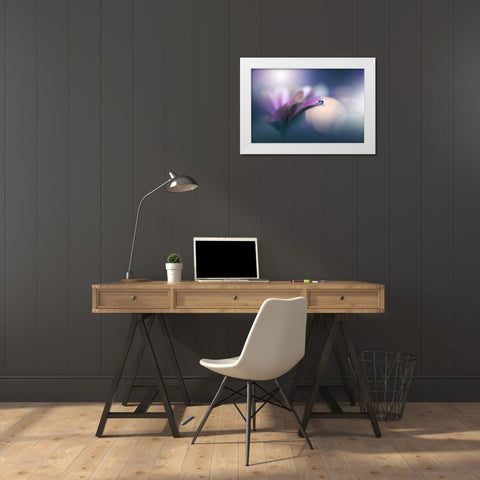 ~O~ White Modern Wood Framed Art Print by Nan, Juliana