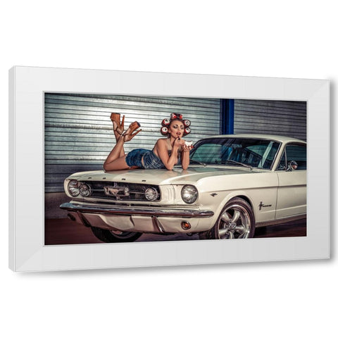 Baby you can drive my Car White Modern Wood Framed Art Print by gNo