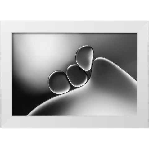Silvery Shapes White Modern Wood Framed Art Print by Hammer, Jacqueline