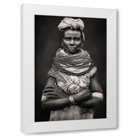 Nyangatom White Modern Wood Framed Art Print by Yosifov, Svetlin