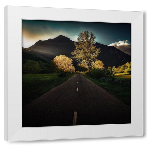 Sunset On The Road White Modern Wood Framed Art Print by Antonio Cobo, Marco