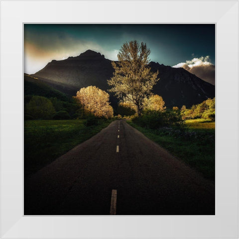 Sunset On The Road White Modern Wood Framed Art Print by Antonio Cobo, Marco