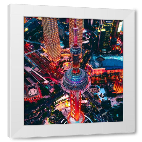 Oriental Pearl Tower White Modern Wood Framed Art Print by Chiriaco, Carmine