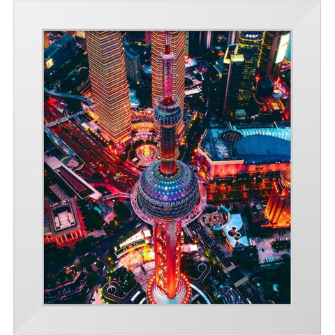 Oriental Pearl Tower White Modern Wood Framed Art Print by Chiriaco, Carmine