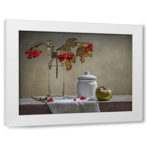 Still Life With Small White Jar White Modern Wood Framed Art Print by Karpova, Inna