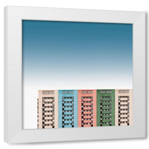 Colored Buildings White Modern Wood Framed Art Print by Schuster, Inge