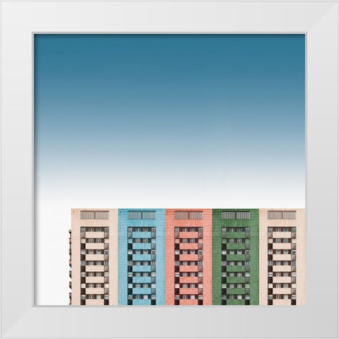 Colored Buildings White Modern Wood Framed Art Print by Schuster, Inge