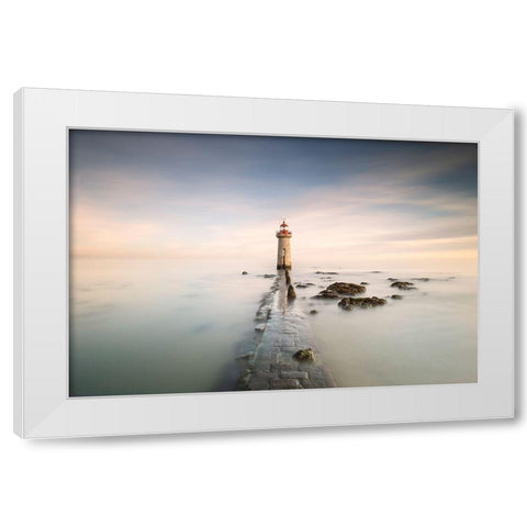 Lighthouse White Modern Wood Framed Art Print by Beut, Jose