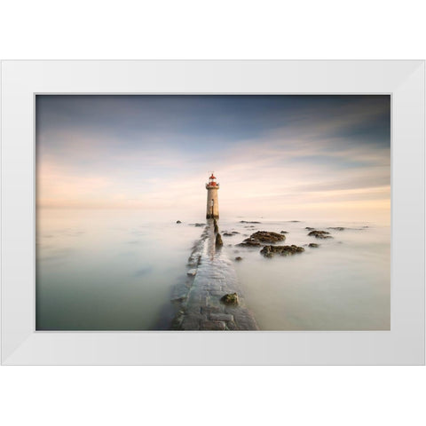 Lighthouse White Modern Wood Framed Art Print by Beut, Jose