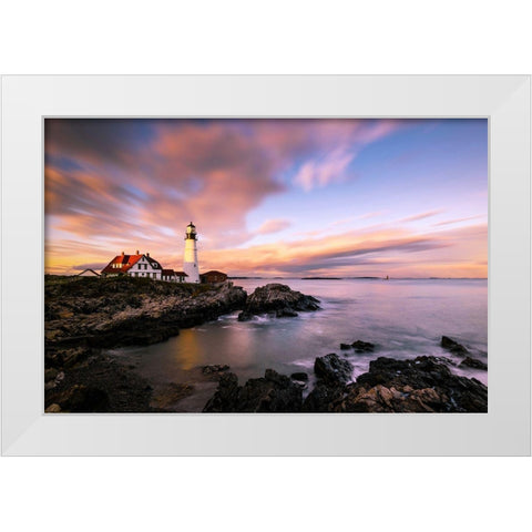 Coastline Sunset White Modern Wood Framed Art Print by Dai, Wei
