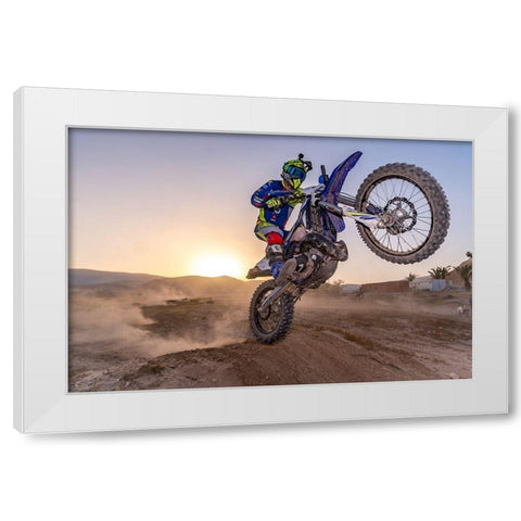 They Say Jump-I Say Im Mario White Modern Wood Framed Art Print by Gutman, Omri