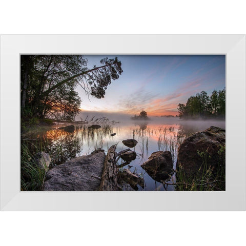 Peaceful Morning White Modern Wood Framed Art Print by Keller