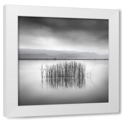 Ballad For A Blue Sky White Modern Wood Framed Art Print by Digalakis, George