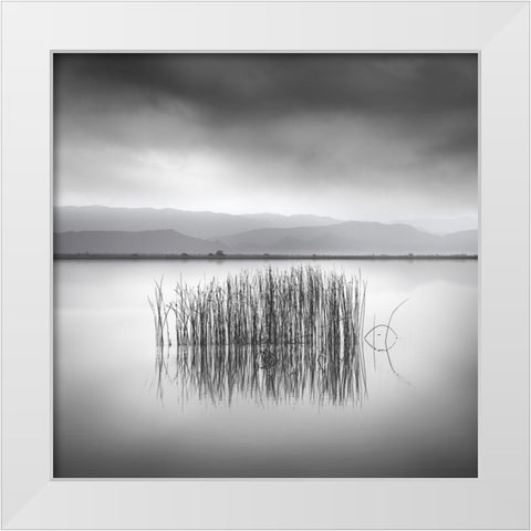 Ballad For A Blue Sky White Modern Wood Framed Art Print by Digalakis, George